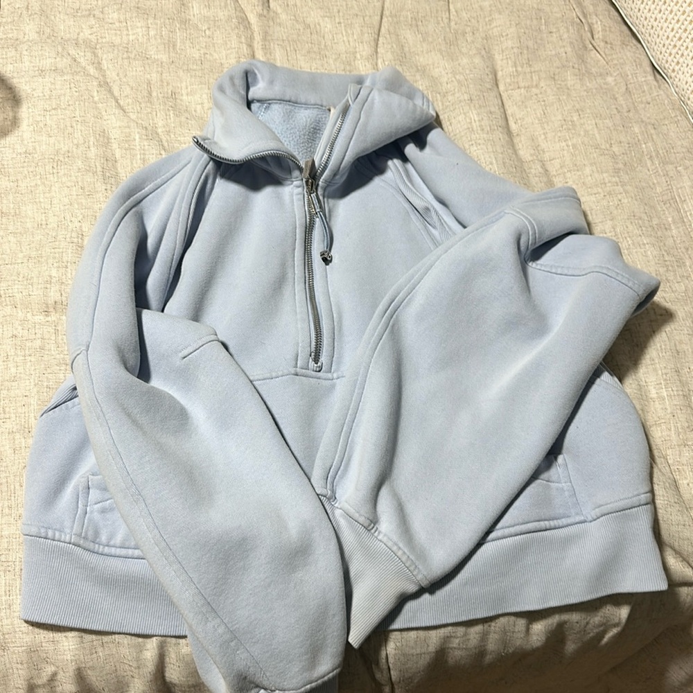 Blue linen cropped Lulu scuba size XS/S